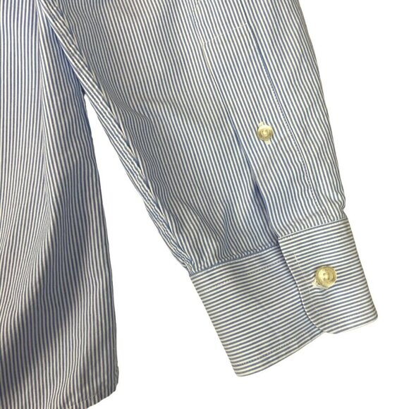 Vineyard Vines Slim Fit Whale Shirt Large Blue White Stripe Cotton Button Down - Picture 5 of 7